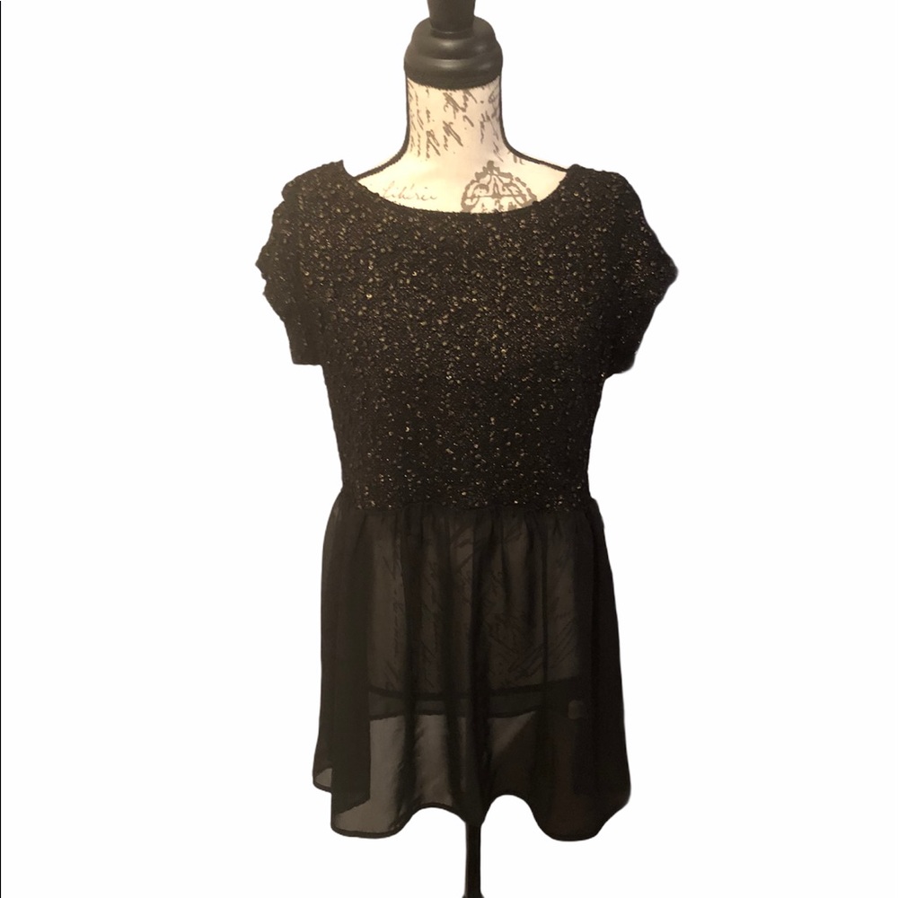 Beautiful sheer minimally sequins blouse